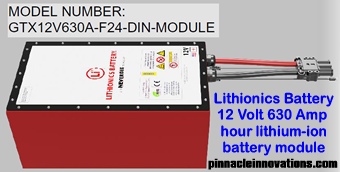 Click here for details of the high performance Lithionics GTX Series 12 Volt 630 Amp UL certified lithium-ion battery module.